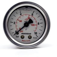 Pakkens 0-10 Bar 50 mm Arkadan Bağlantılı Gliserinli G 1/4 inç Manometre