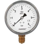Pakkens 0-2.5 Bar 160 mm Alttan Bağlantılı Gliserinli G 1/2 inç Manometre
