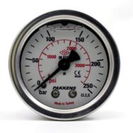 Pakkens 0-250 Bar 50 mm Arkadan Bağlantılı Gliserinli G 1/4 inç Manometre