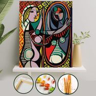 Palmiye Çıtalı 40x50 cm Aynadaki Kadın Tuval Seti