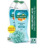Palmolive 871895150982529 Hyaluronic Acid Doğal Dağ Idesi Özlü 500 ml X 2 Adet Banyo Ve Duş Jeli + Duş Lifi