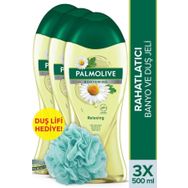 Palmolive Body Mind Papatya Özü ve Doğal Yağ 3x500 ml Duş Jeli + Duş Lifi