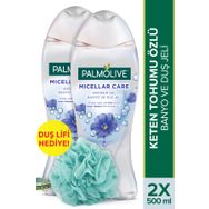Palmolive Micellar Care Keten Tohumu Özlü 2x500 ml Duş Jeli + Duş Lifi