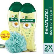 Palmolive Papatya Özü ve Doğal Yağ 2x500 ml Duş Jeli + Duş Lifi