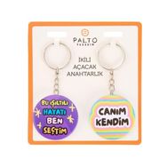 Palto Tasarım Işıltılı Hayat 2'li Metal 10 cm Anahtarlık Seti