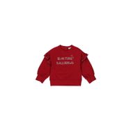 Panço 2221GB08066 Kolu Fırfır Detaylı Simli Nakış Yazılı Kırmızı Kız Çocuk Sweatshirt