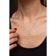 Papatya Silver 925 Altın Kaplama Taşlı Kartanesi Kalp Asansör Kadın Gümüş Kolye