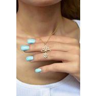 Papatya Silver 925 Ayar Altın Kaplama Mineli Kartanesi Lotus Çiçeği Kadın Gümüş Kolye