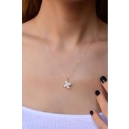 Papatya Silver 925 Ayar Altın Kaplama Rüzgar Gülü Kadın Gümüş Kolye