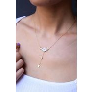 Papatya Silver 925 Ayar Altın Kaplama Yasemin Çiçeği Gümüş Kolye