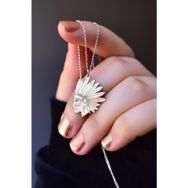 Papatya Silver 925 Ayar Antik ve Etnik Desenli Vintage Mısır Tanrıçası Kızıldere Kafası Kadın Gümüş Kolye