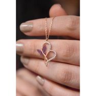 Papatya Silver 925 Ayar Fuşya Zirkon Taşlı Kalp Sonsuzluk Gümüş Kolye