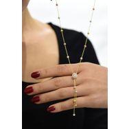 Papatya Silver 925 Ayar Gold Kaplama Akışlı Üç Renk Dorika Toplu Tek Taş Kadın Gümüş Kolye