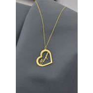 Papatya Silver 925 Ayar Gold Kaplama Meryem Yazılı Kesim Kalp Kadın Gümüş Kolye