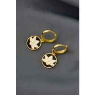 Papatya Silver 925 Ayar Gold Kaplama Mineli Lotus Çiçeği Halka Gümüş Küpe