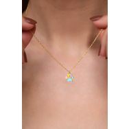 Papatya Silver 925 Ayar Gold Kaplama Mineli Pati Gümüş Kolye
