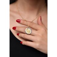 Papatya Silver 925 Ayar Gold Kaplama Top Zincirli Lacivert Taşlı Bebek Ayak İzi Plaka Kadın Gümüş Kolye