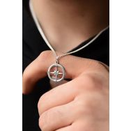 Papatya Silver 925 Ayar Gümüş 50 cm Rodyum Kaplama Lavce Zincirli Pusula Kolye