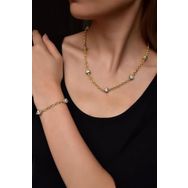 Papatya Silver 925 Ayar Gümüş Altın Kaplama Kalp Nazar Göz Kolye Ve Bileklik Set
