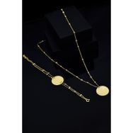 Papatya Silver 925 Ayar Gümüş Altın Kaplama Lacivert Nazar Mineli Plaka Kolye Bileklik Set