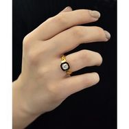Papatya Silver 925 Ayar Gümüş Altın Kaplama Yassı Zincir Tektaş Yüzük