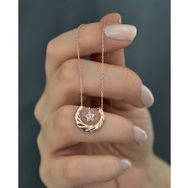Papatya Silver 925 Ayar Gümüş Beyaz Taşlı Yıldız Detaylı Drop Hilal Kolye