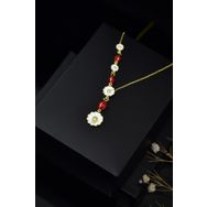 Papatya Silver 925 Ayar Gümüş Gold Kaplama Akışlı Uğur Böceği ve Papatya Kolye