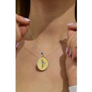 Papatya Silver 925 Ayar Gümüş Gold Kaplama Gözlü Flamingo Plaka Kolye