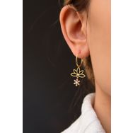 Papatya Silver 925 Ayar Gümüş Gold Kaplama Kar Tanesi Lotus Halka Küpe