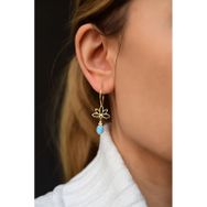 Papatya Silver 925 Ayar Gümüş Gold Kaplama Oval Opal Lotus Halka Küpe