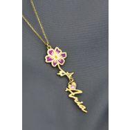 Papatya Silver 925 Ayar Gümüş Gold Kaplama Özel Tasarım Kalp Doğum Taşlı Mineli Ekim Ayı Çiçeği Isim Kolye