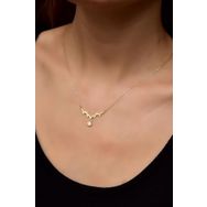 Papatya Silver 925 Ayar Gümüş Gold Kaplama Sarmaşık Dallı Beyaz Doğum Taşlı Kolye