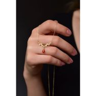 Papatya Silver 925 Ayar Gümüş Gold Kaplama Sarmaşık Dallı Mineli Uğur Böceği Kolye