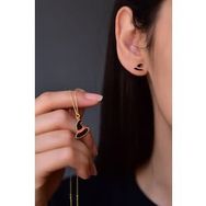 Papatya Silver 925 Ayar Gümüş Gold Kaplama Siyah Mineli Cadılar Bayramı Cadı Şapkası Küpe ve Kolye Set