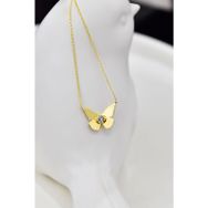 Papatya Silver 925 Ayar Gümüş Gold Kaplama Zirkon Taşlı Desenli Kelebek Kolye