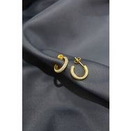 Papatya Silver 925 Ayar Gümüş Gold Kaplama Zirkon Taşlı Tamtur Çivili Küpe