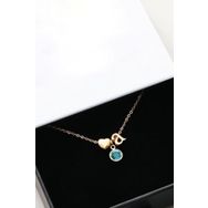 Papatya Silver 925 Ayar Gümüş Gold Mini Üç Boyutlu A Harfi Kalp Doğum Taşlı Kolye