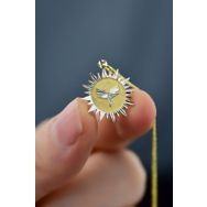 Papatya Silver 925 Ayar Gümüş Gold Rodyum Kaplama Mikail Meleği Kristal Kesim Güneş Plaka Kolye