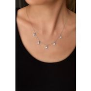 Papatya Silver 925 Ayar Gümüş Mineli Gözlü Yuvarlak Zirkon Taşlı Sallantılı Kolye