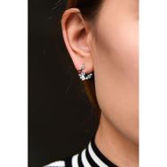 Papatya Silver 925 Ayar Gümüş Mineli Papatya Damla Taşlı Çivili Küpe