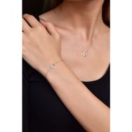 Papatya Silver 925 Ayar Gümüş Rodyum Kaplama Ay Yıldız Kolye ve Bileklik Set