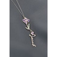 Papatya Silver 925 Ayar Gümüş Rodyum Kaplama Özel Tasarım Kalp Doğum Taşlı Mineli Şubat Ayı Çiçeği Isim Kolye