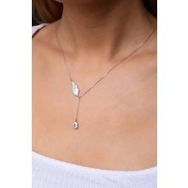 Papatya Silver 925 Ayar Gümüş Rodyum Kaplama Sedef Kanatlı Damla Taşlı Kolye