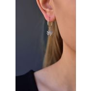 Papatya Silver 925 Ayar Gümüş Rodyum Kaplama Spinning Snowflake Halka Küpe