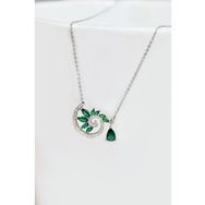 Papatya Silver 925 Ayar Gümüş Rodyum Kaplama Yeşim Taş Renkli Spiral Snail Tasarım Kolye