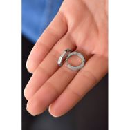 Papatya Silver 925 Ayar Gümüş Rodyum Kaplama Zirkon Taşlı Altıgen Halka Küpe