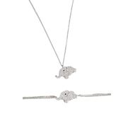 Papatya Silver 925 Ayar Gümüş Rodyum Kaplama Zirkon Taşlı Fil Kolye ve Bileklik Set