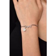 Papatya Silver 925 Ayar Gümüş Rodyum Kaplama Zirkon Taşlı Sedef Manolya Çiçeiği Bileklik