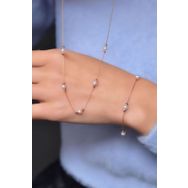 Papatya Silver 925 Ayar Gümüş Rose Dorika Toplu Incili Kolye Bileklik Set