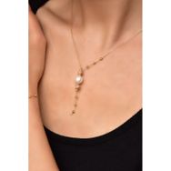 Papatya Silver 925 Ayar Gümüş Rose Gold Kaplama İnci Simli Dorika Toplu Kolye
